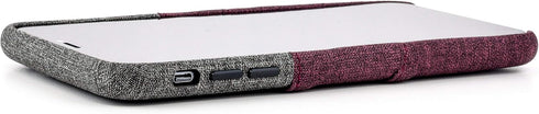 Dockem Wallet Case for iPhone Xs Max (6.5") - Luxe M2 Synthetic Leather, Maroon & Grey, Built-in Metal Plate for
