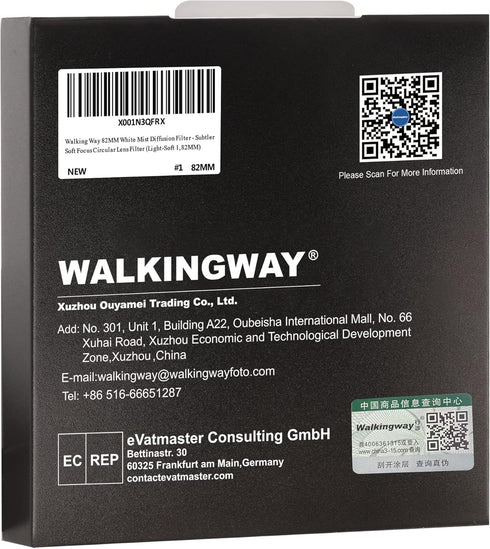 Walking Way White Mist Filter 82MM, Soft Focus Circular Diffusion Filter for Video/Vlog/Portrait Photography