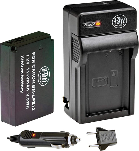 BM Premium LP-E12 Battery and Charger Kit for Canon EOS-M, EOS M2, M10, M50, M50 Mark II, M100, M200, SX70 HS