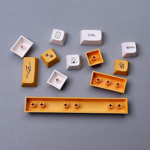 PBT Dye-Sub Keycaps, 138 Keys XDA Profile Honey Milk Keycaps Set, Fit for 61/64/87/104/108 Mechanical Keyboard, Cherry