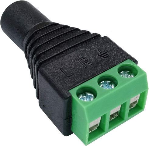 3 Pole 3.5mm Screw Terminal Stereo Audio Female to 3 Pin Female Screw Terminal Double Track Headphone Balun Adapter (5