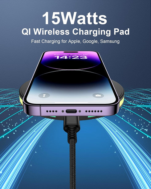 2 Pack 15W Wireless Charging Pad for Google Pixel 8/8 Pro, QI Wireless Charger Station for Android, Samsung Galaxy,