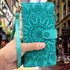 Harryshell Detachable Magnetic Zipper Wallet Case for Samsung Galaxy A32 5G (2021), Flower Design (Blue Green)
