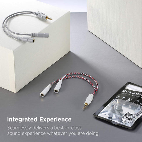 DUKABEL Headphone Splitter, AUX Splitter Cable for Headset, 3.5mm 2-Way Audio Splitter Y Cable for Headphones, Speakers