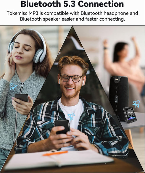 tokemisc 64GB MP3 5.3, Mp3 Mp4 256GB Player with Bluetooth Full Touch Screen Music Player Built-in Speaker,FM