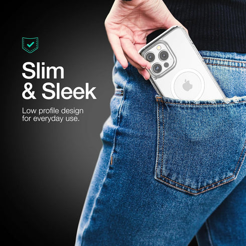 ENCASED Privacy Case for iPhone 15 Pro Max (2023), Slim-fit Clear Case with Anti-Spy Screen Protector, 9H Tempered Glass
