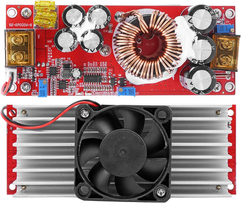 YUEHISY 1500W 10-60V 12-97V Boost Module, DC to DC to Step Up Converter with Smart Fan, Power Supply Module for Solar