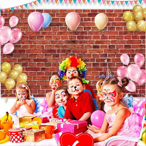 Red Brick Wall Party Backdrop, Large Fabric Photo Background for Baby Shower Birthday Party Decoration