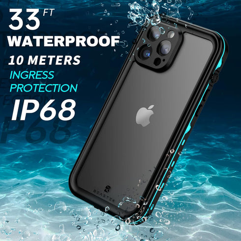 BEASTEK Waterproof iPhone 13 Pro Case,TRE Series Shockproof Dustproof Underwater IP68 Case with Built-in Screen Protector Full Body Protective Cover, for iPhone 13 Pro (6.1'') (Teal/Clear)