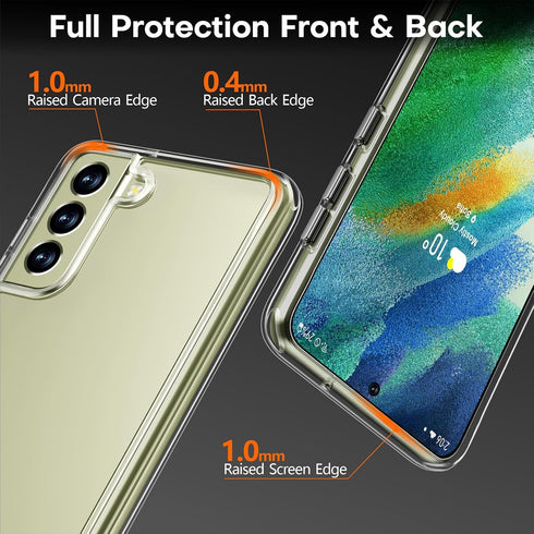 Rayboen Crystal Clear Hybrid Case for Samsung Galaxy S21 FE 5G with 2X Soft Screen Protector, Slim Shockproof Cover.