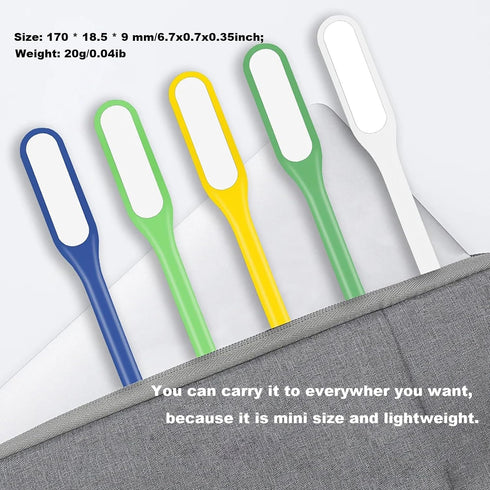 Mini USB Light, Portable Book Reading Lamp with 6 LEDs, USB Powered Flexible Night Light - 2 Pack (White)