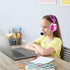 Thore Kids Headphones with Microphone (Over Ear) Headset with Boom Mic + Volume Control for Girls, Online School (Pink)