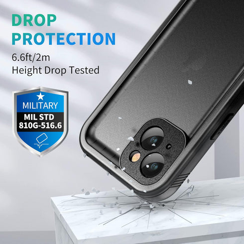 SPORTLINK iPhone 13 Waterproof Case, IP68 Full Body Sealed, Shockproof Dustproof, 6.1" Protective Cover (Black)