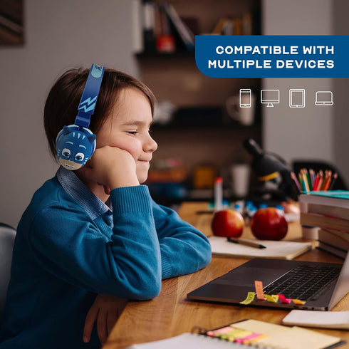 PJ Masks Kids Over-Ear Headphones - Adjustable Headband, Stereo Sound, Volume Control, Tangle-Free Cable, 3.5mm Jack.