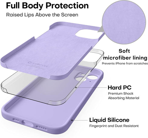 CellEver Heavy-Duty Silicone Case for iPhone 14, Military Drop Protection, Camera Shield, Scratch-Free Interior - Light