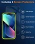 iPhone 13 Case (6.1") with 2 Tempered Glass Screen Protectors, Heavy Duty Military-Grade Full Body Drop Protection
