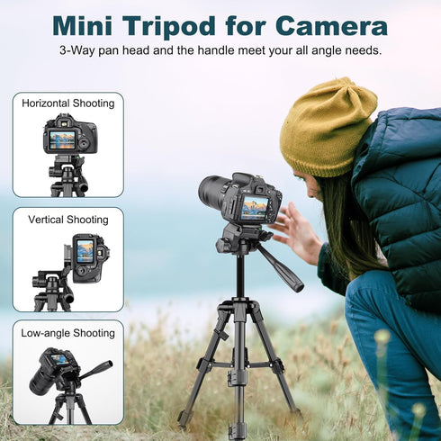 JOILCAN Mini Tripod for Camera, 25-inch Aluminum Tabletop Tripod with Remote and Holder for DSLR, Projectors