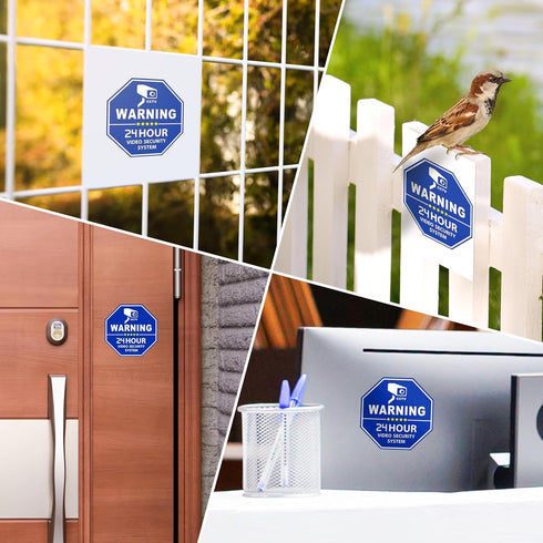 6 3.3 3.3 Security Camera Stickers Pcs for Doors and Windows - x in Warning Surveillance Decals, Self-Adhesive Hexagon