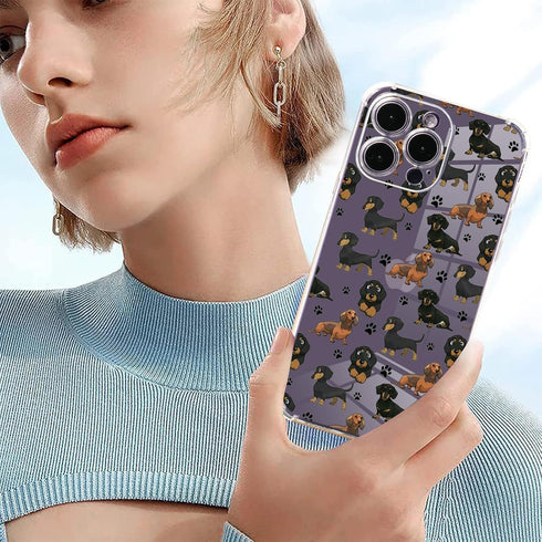 Roemary Puppy Case for iPhone 12 Mini, Clear Dachshunds Paws Design with Screen Protector [Buffertech 6.6 ft Drop