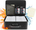 Fireproof Safe Photo Storage Box, 18 Inner Clear Photo Cases, Portable Organizer with Lock and Handle