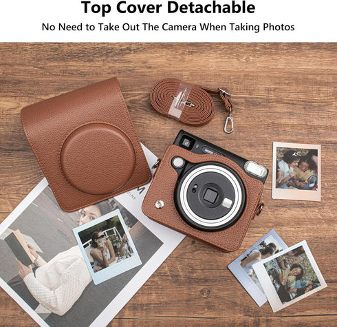 Protective Case for Fujifilm Instax Square SQ40 Instant Camera, Vintage PU Leather Bag with Adjustable Shoulder Strap