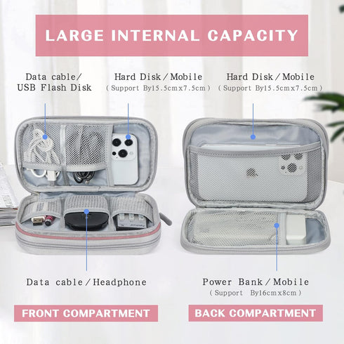 FYY Electronic Organizer, Portable Travel Cable Organizer Bag Pouch, Waterproof Double Layers All-in-One Storage for