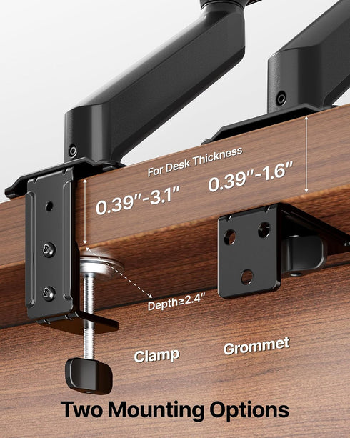 monTEK 17-32 Inch Grommet, 75/100, 20lbs Single Monitor Arm Mount for Screens, Heavy Duty Steel Mechanical Spring Desk
