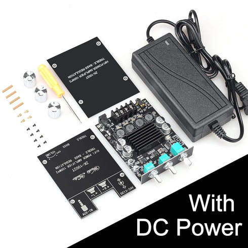 ZK-1002T Bluetooth Amplifier Board, 2.0 Channel Class-D Amplifier with Treble and Bass Control, 100W+100W Power Output