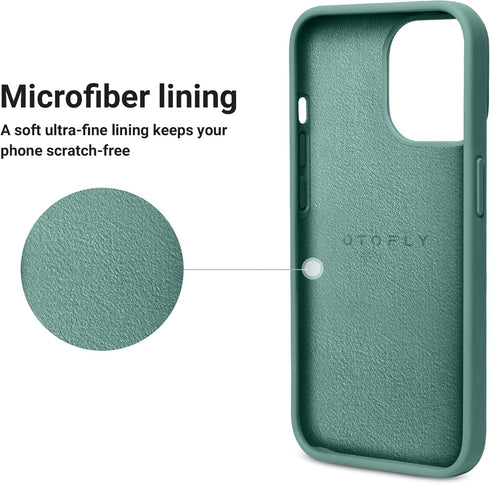 OTOFLY iPhone 13 Pro Case, Full-Body Silicone Shockproof Slim Thin Compatible with MagSafe, Midnight Green