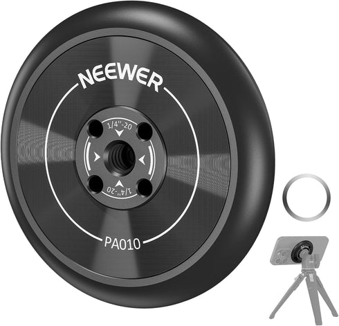 NEEWER Magnetic Phone Tripod Mount Adapter with Adhesive Magnetic Ring Compatible with MagSafe