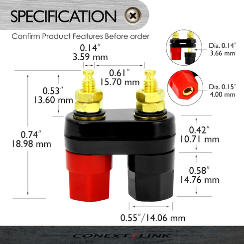 Conext Link 2 pcs Dual 2 Way Banana Plug Jack Speaker Amplifier Terminal Binding Post (16906)