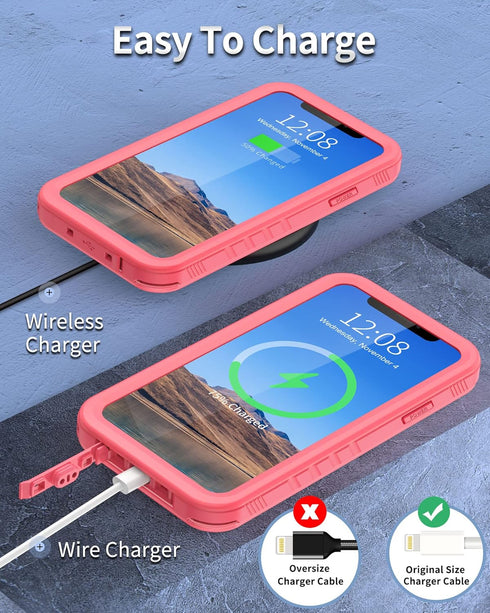SPORTLINK Pink Waterproof Shockproof Case for iPhone 11, Full Body Heavy Duty Underwater Dustproof Protection