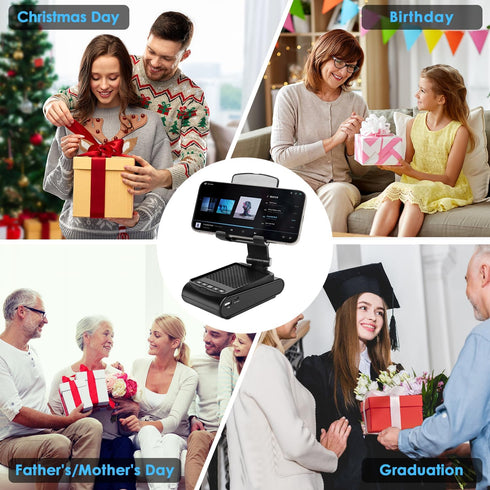 Multi-Angle Adjustable Mobile Phone Holder with Built-in Bluetooth Speaker, Easy to Carry, Unique Gift