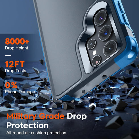Designed for Samsung Galaxy S22 Ultra Case, 12 FT Military Grade Drop Protection, Dual Layer Heavy Duty Phone Case
