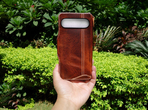 Yogurt 10 10 Case for Google Pixel Pro XL, Genuine Leather Wallet Cover for Pixel Pro XL, Handmade Dark Brown