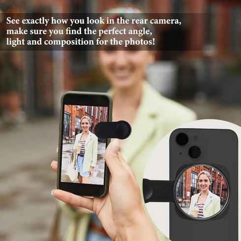 Esdallina Phone Rear Camera Selfie Mirror - See How You Look in The Back Camera - for High Definition Photos (Black)