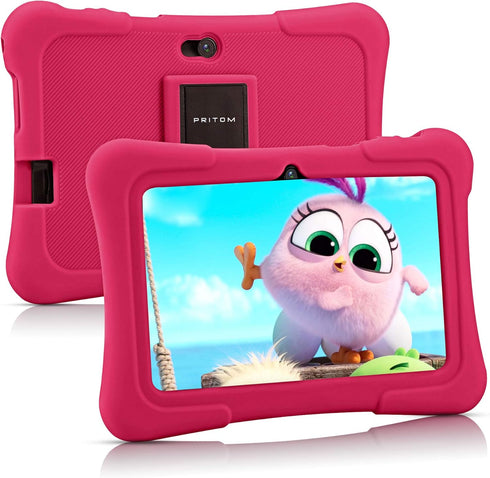 PRITOM 7 inch Kids Tablet, Quad Core Android OS, 32 GB ROM, WiFi, Bluetooth, Dual Camera, Educational, Kids-Tablet Case
