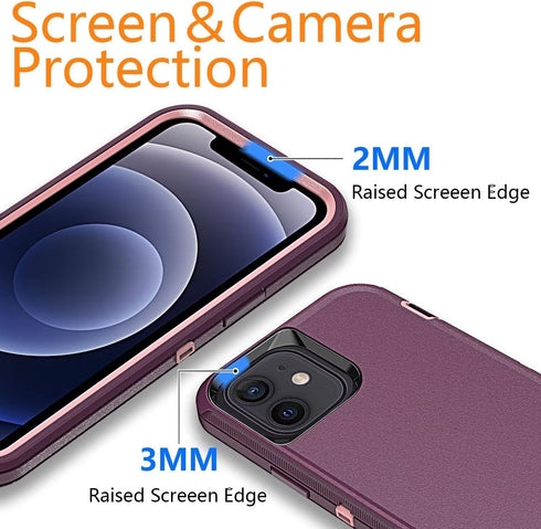 YmhxcY 12 12 3-Layer 12 6.1Wine for iPhone Case & iPhone Pro Case Shockproof Dropproof Dust-Proof Drop Proof Durable