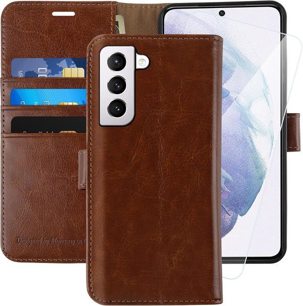 MONASAY Wallet Case for Galaxy S21+Plus 5G, 6.7 inch, Flip Folio Leather Cover with Screen Protector & RFID Blocking,