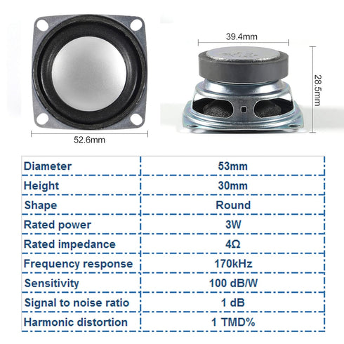 2PCS 2" 4Ohm 3W Full Range Audio Stereo Speaker, 2PCS 3Wx2 DC 5V Class D Amplifier Module