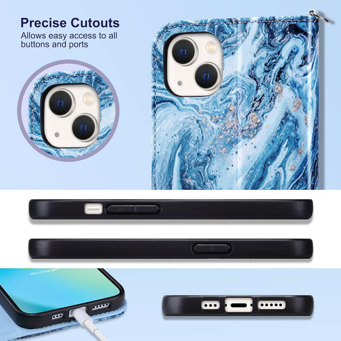 ULAK 13 13 6.1 Inch Compatible with iPhone Wallet Case for Women, Premium PU Leather Flip Cover with Card Holder