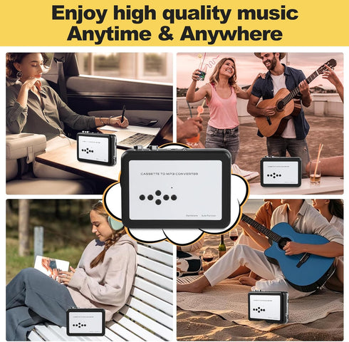 Wendry Cassette mp3 Cassette MP3 7/8 Converter, Portable Tape to Converter USB Flash Drive Capture Audio Music Player