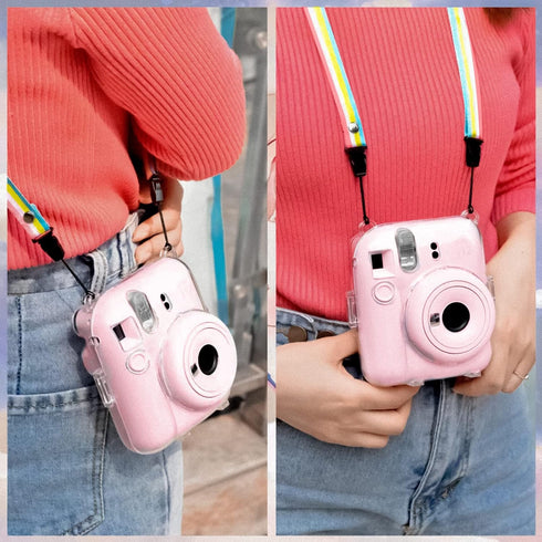MUZIRI KINOKOO Clear Case for Fujifilm Fuji Instax Mini 12/Polaroid Mini 12 Camera, Hard PVC Protective Case Bag with