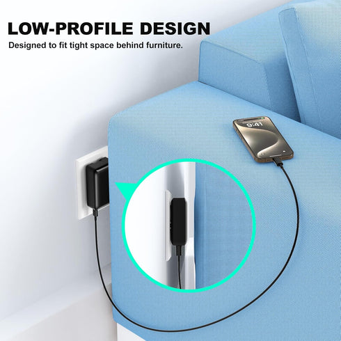 USB C Wall Charger 40W, Excgood 4-Port USB Charging Block, Flat Foldable Wall Plug PD+QC Power Adapter for iPhone 16 15