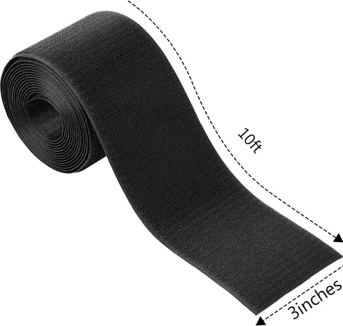 WILLBOND Cable Floor Strip Cover, 2 Pack, 10 ft x 3 Inch, Black, Hook and Loop Tape for Wires, Trip Hazard Prevention