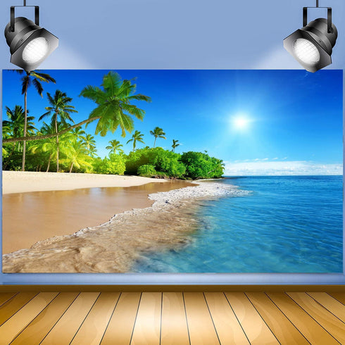 FHZON 5x3ft Tropical Seaside Backdrop for Summer Beach Hawaii Island Photography Background for Boys Girls Adults