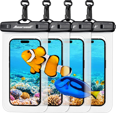 Hiearcool Waterproof Phone Pouch, IPX8 Cellphone Dry Bag for iPhone 15 14 13 12 Pro Max Plus, 4 Pack