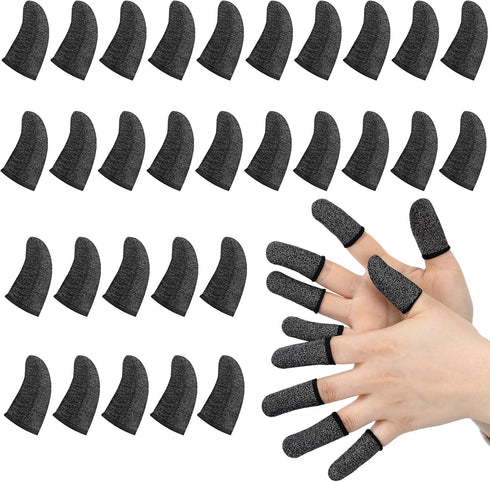 Geyoga 40 Pieces Gaming Finger Sleeves, Mobile Gaming Thumb Protectors (Black)