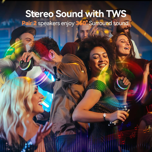 TECKNET IPX7 5.3, 10H Bluetooth Shower Speaker, Waterproof Portable Wireless Speaker with RGB Light, BT Playtime
