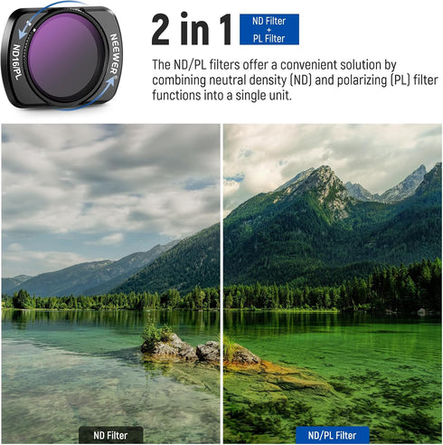 NEEWER Magnetic ND/PL Filter Set for DJI Osmo Pocket 3 Creator Combo, 4 Pack ND8/PL ND16/PL ND32/PL ND64/PL with 2 LCD